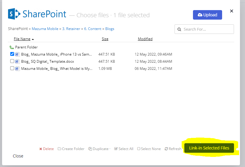 SharePoint dialogue