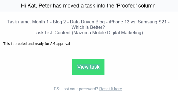 Proofed Notification